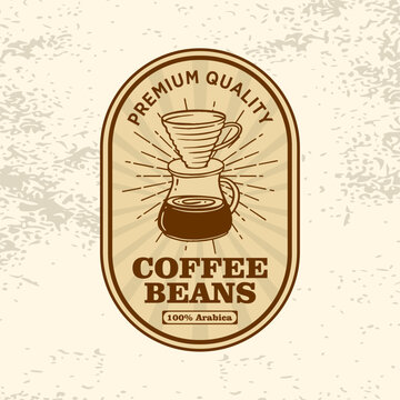 Premium Pour Over Coffee Packaging Label Retro Vector