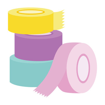 colorful scotch tape rolls set flat icon