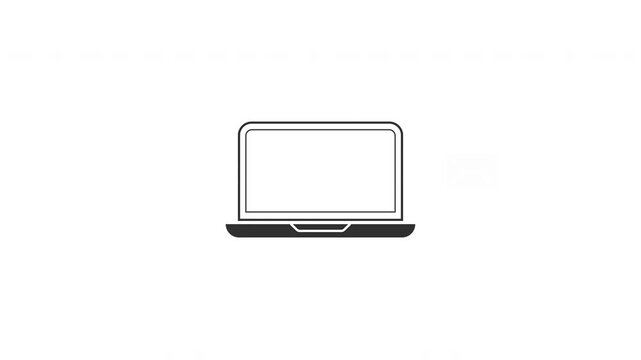Laptop computer sending email icon animation video representing digital communication