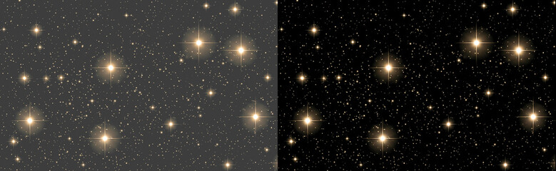 Deep Space Starfield Background with Bright Shining Stars. Outer Space Galaxy Pattern texture, Glowing Universe Backdrop for Sci-Fi Banner. © Lazim