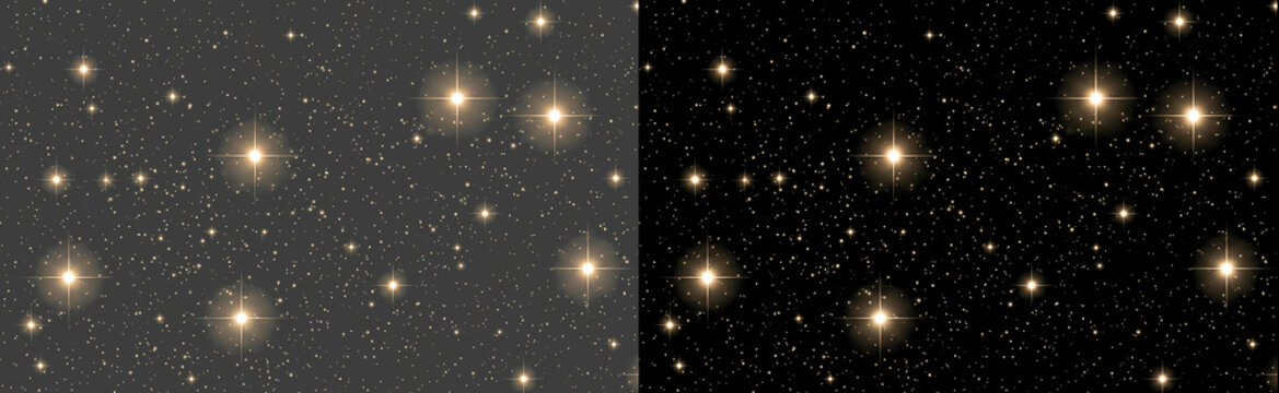 Deep Space Starfield Background with Bright Shining Stars. Outer Space Galaxy Pattern texture, Glowing Universe Backdrop for Sci-Fi Banner.