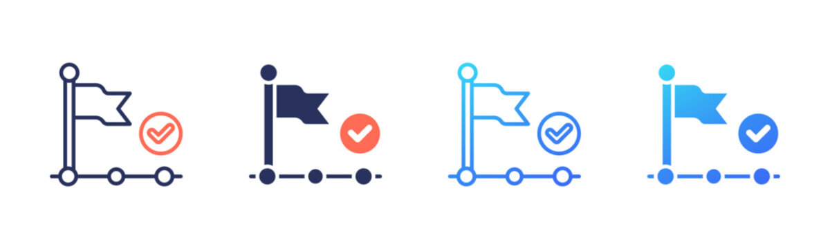 Milestone Tracking icon set multiple color collection