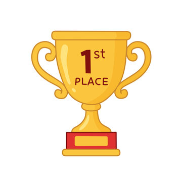 First Place Golden Trophy in Flat Vector Illustration for Independence Day Game Winner