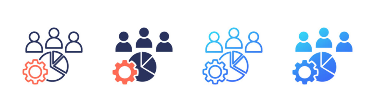 Resource Planning icon set multiple color collection