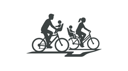 Obraz premium Family Riding Bicycles Together Outdoors.