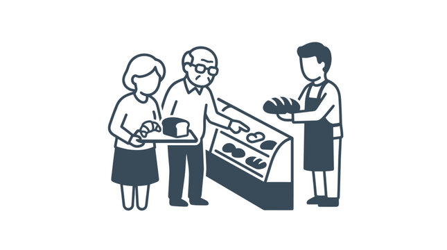 People buying food from vendor.