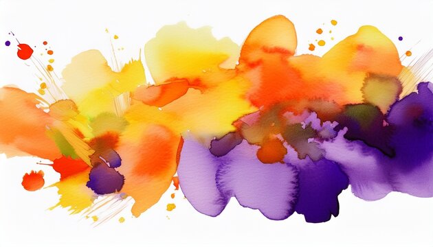abstract watercolor stain on a white background orange purple yellow