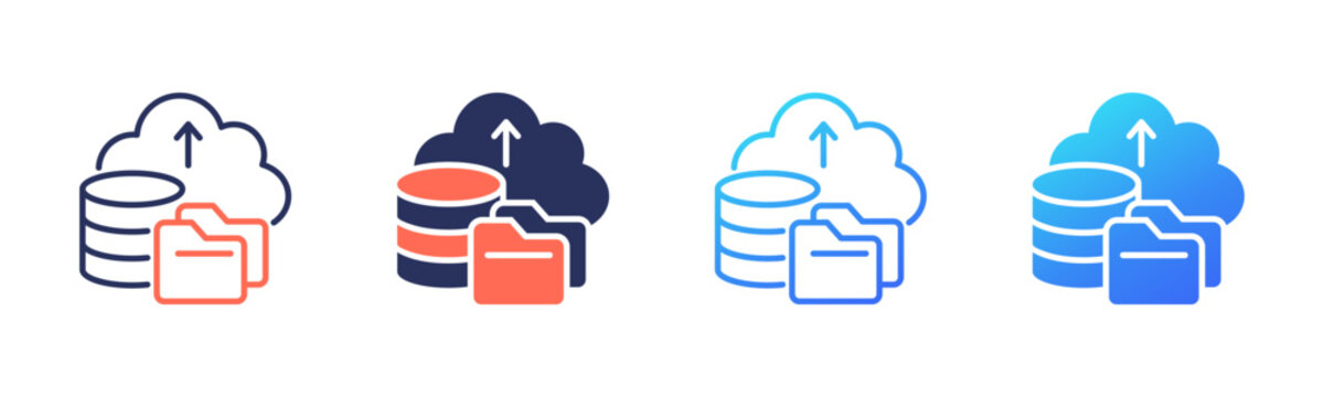 Cloud Backup icon set multiple color collection