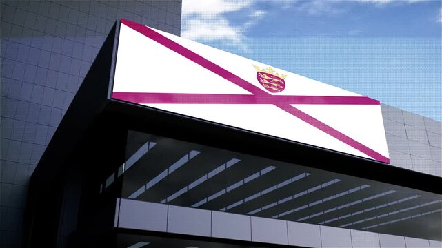  Jersey Flag on Building with Sky in Background
