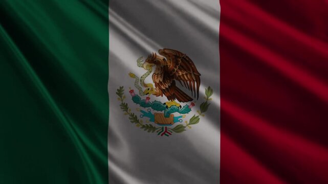 Realistic Mexico Flag Waving in Wind 4K Loop Animation, Mexican National Flag Background