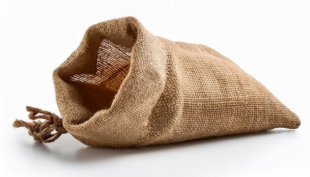 Empty Burlap Sack Isolated On White Background