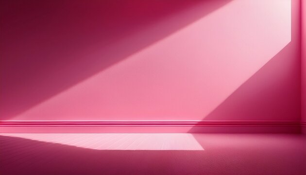 Beautiful Original Background Image Of An Empty Space In Pink Tones With A Play Of Light And Shadow On The Wall And Floor For Design Or Creative Work