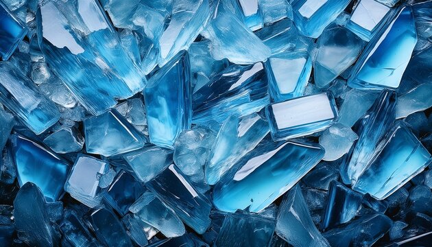 Crushed Blue Glass And Ice Texture Closeup
