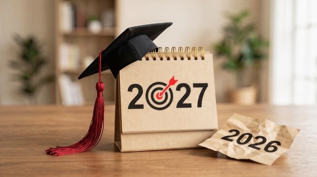 Graduation Goal and Education Plan for 2027 with Calendar and Toga Cap