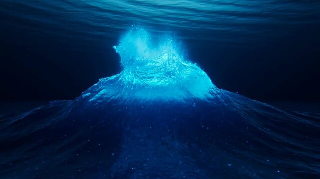 Underwater Oceanic Scene With Light Shine.