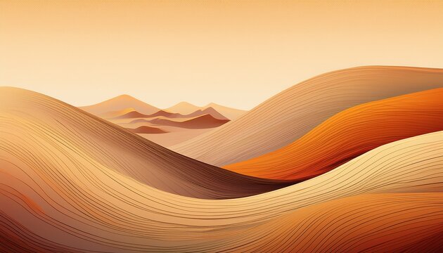 Abstract Desert Landscape Featuring Rolling Hills With Warm Earth Tones And A Soft Paper Texture Background