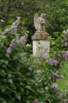 Mourning Angel Statue at St. Marx Cemetery in Vienna