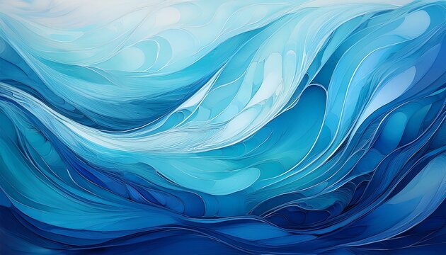 Abstract Painting Featuring A Gradient Of Blue Tones Blending Into A Light Background