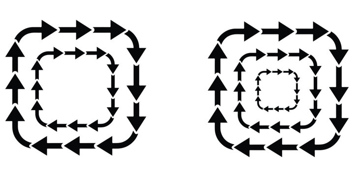 Abstract vector arrows forming two circular loops