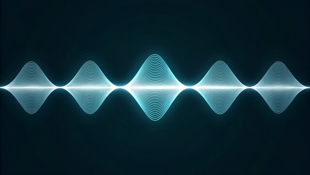 Abstract digital sound wave visualization audio frequency amplitude glowing blue pulse graphic