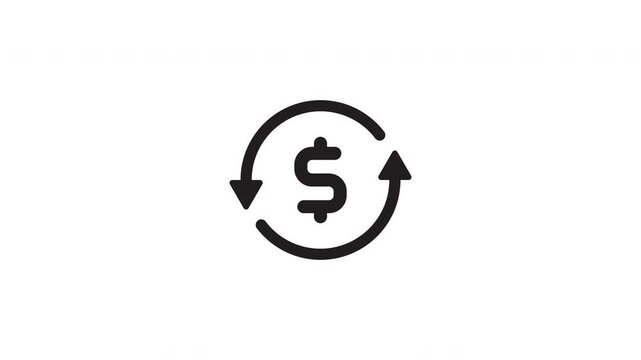 Dollar sign with circular arrows icon representing money transfer and cashback refund