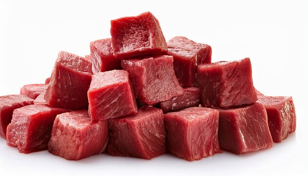 Pile Of Beef Cubes Isolated On White