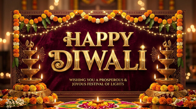 Happy diwali festive lights decorations and traditional indian celebration image