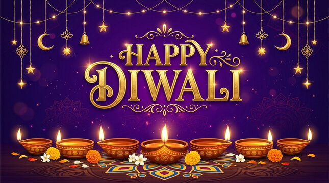 Happy diwali festive deepa lamps and decorations for the indian festival of lights