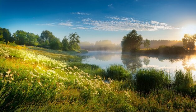 Bright Summer Morning By The Riverside