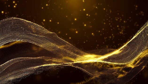 Particle Luxury Gold Abstract Background Wavy Movement For Happy New Year And Merry Christmas Festive Season