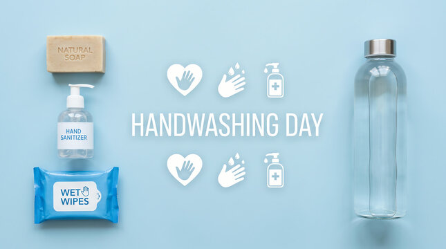 handwashing day, hygiene products and clean water