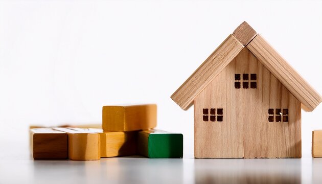Kleines Holzhaus Aus Bauklotzen Isoliert
