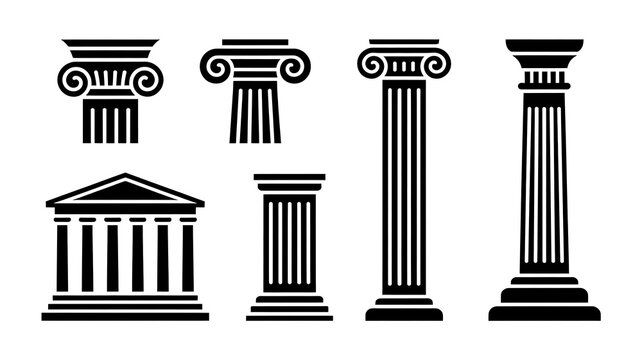 Untitled design - 3 Historic Architectural Pillar Black Silhouette Collection with Classical Columns Ancient Temple and Monument Vector Icons 