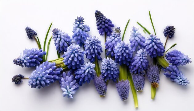 Pressed Grape Hyacinth On White Background