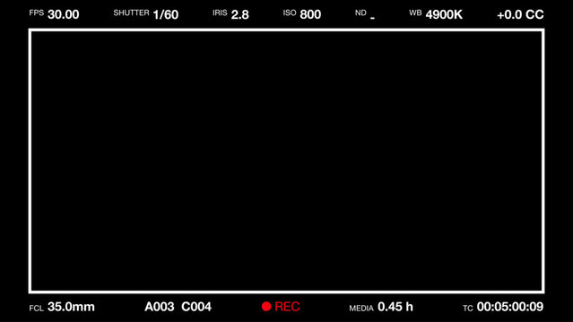 Digital Camera Viewfinder Recording Screen Overlay Vector Interface