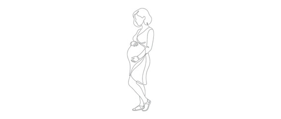 Obraz premium Pregnant Woman Single Line Drawing