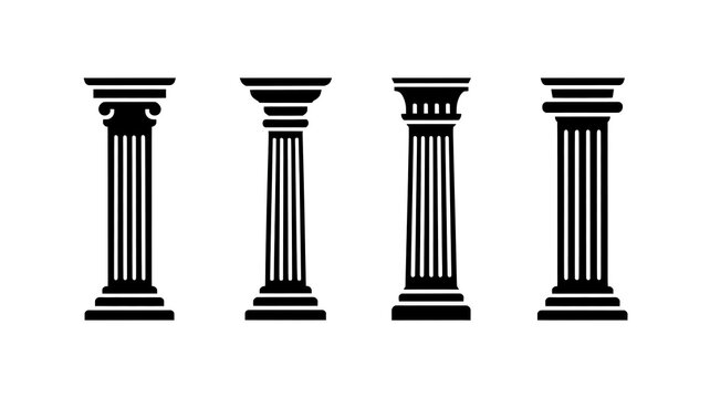 Untitled design - 3 Historic Architectural Pillar Black Silhouette Collection with Classical Columns Ancient Temple and Monument Vector Icons 