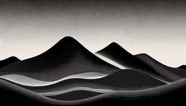 noise grain halftone hills and mountains landscape background black noise gradient dots mountain range with sand texture and stipple pattern abstract grain hills terrain and waves dotwork.jpg