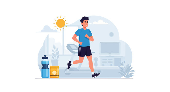 Man running outdoors in the morning for exercise.