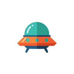Fototapeta premium cartoon flying saucer ufo icon simple alien spacecraft spaceship science fiction vector illustration
