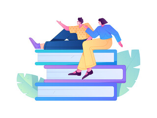 Obraz premium Education and learning people flat vector concept hand drawn illustration 