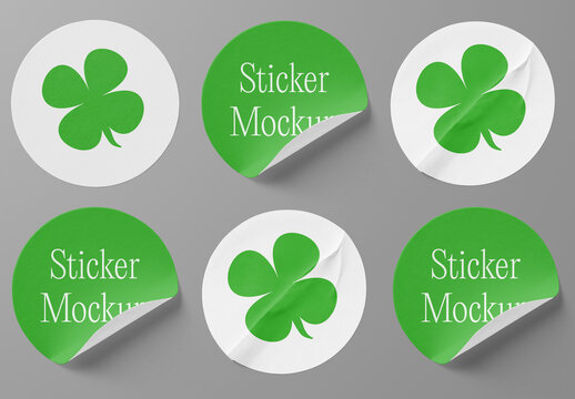 Six Round Sticker Mockups