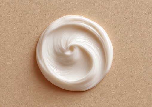 Creamy white cosmetic skincare product swirl texture pattern with skincare cosmetic moisturizer background emulsion protection moisture treatment ointment dermatology