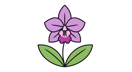 Obraz premium Purple passionflower bloom with green leaves.