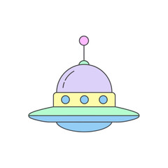 Fototapeta premium cute cartoon flying saucer with pastel colors and a pink antenna simple illustration