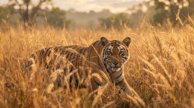 Wild Bengal tiger walking