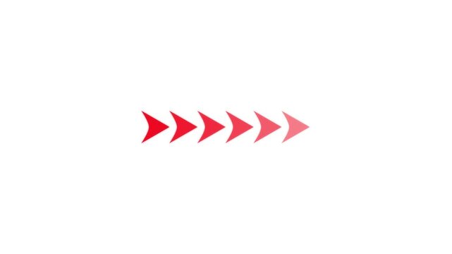 Minimalist red arrow loading animation loop on white background, for ui progress, indicator