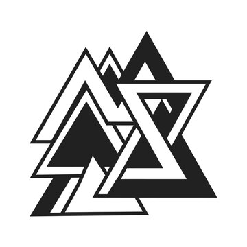 Three interlocked triangles valknut style symbol.