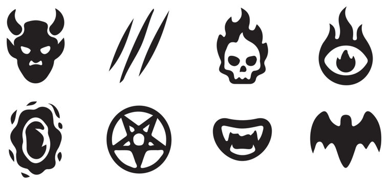  Claw scratch marks and burning skull icons for aggressive design vector illustration eps 10