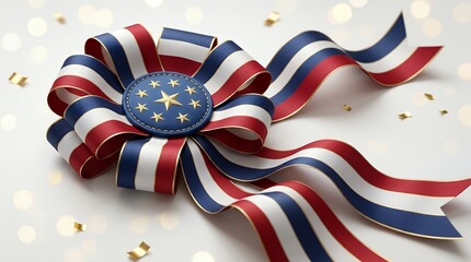 Obraz premium National flag flowing ribbon emblem for festive celebrations. flag ribbon waving emblem national pride festive celebration holiday patriotic badge certificate cultural theme design